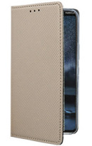 Кожен калъф тефтер и стойка Magnetic FLEXI Book Style за Nokia 9 PureView златист